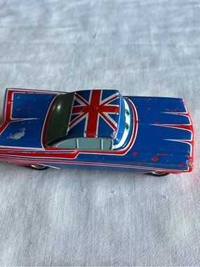 Disney Blue Die-Cast Toy Car with Union Jack Roof and Red Accents